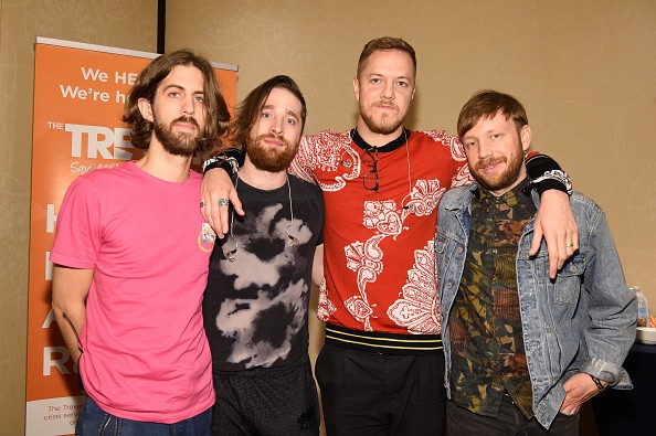 NEW YORK, NY - JUNE 19:  (L-R) Wayne Sermon,  Ben McKee, Dan Reynolds and Daniel Platzman of  Imagine Dragons attend The Trevor Project TrevorLIVE NYC 2017 at Marriott Marquis Times Square on June 19, 2017 in New York City.  (Photo by Dimitrios Kambouris/Getty Images for Trevor Live)